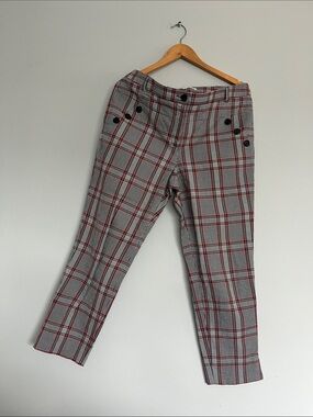 Veronica Beard Black, Gray and Red Plaid Pants